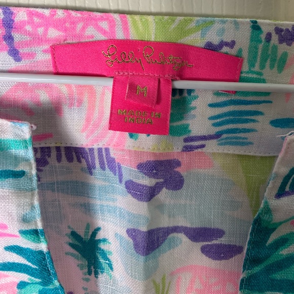 Lilly Pulitzer | Colourful Linen Ocean Cove Tunic Top “Private Island” - Medium - Picture 3 of 7